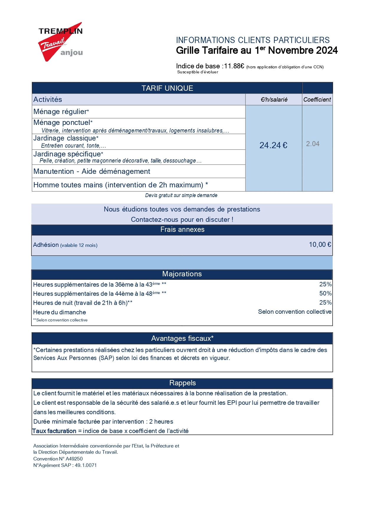 TARIFS 2024-2025 part.